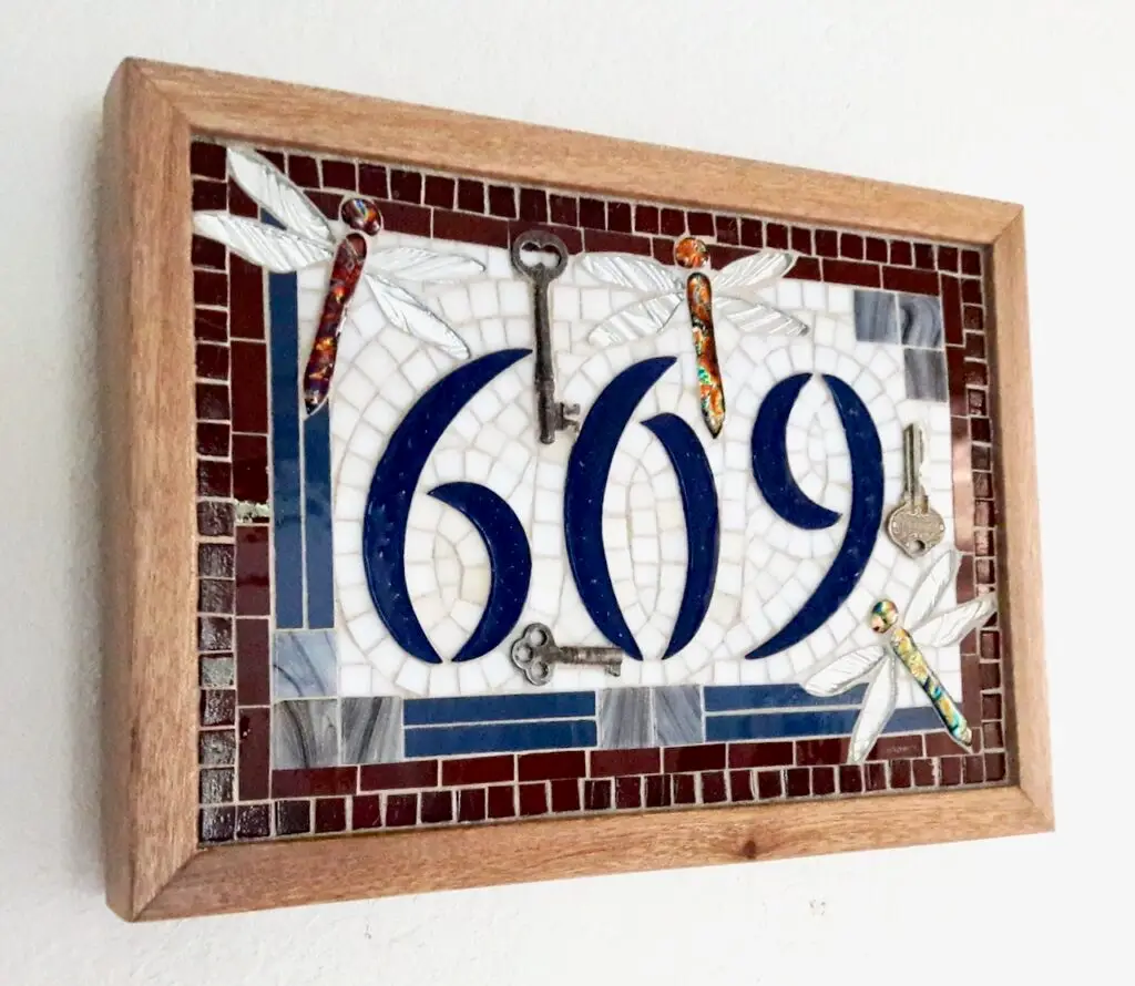 609 stained glass mosaic address numbers with found objects portfolios