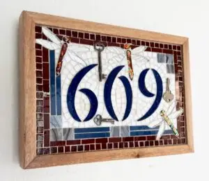 609 stained glass mosaic address numbers with found objects portfolios