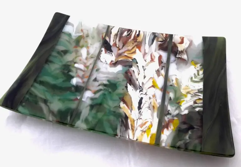 Vintage Bouquet fused glass serving platter fused glass décor