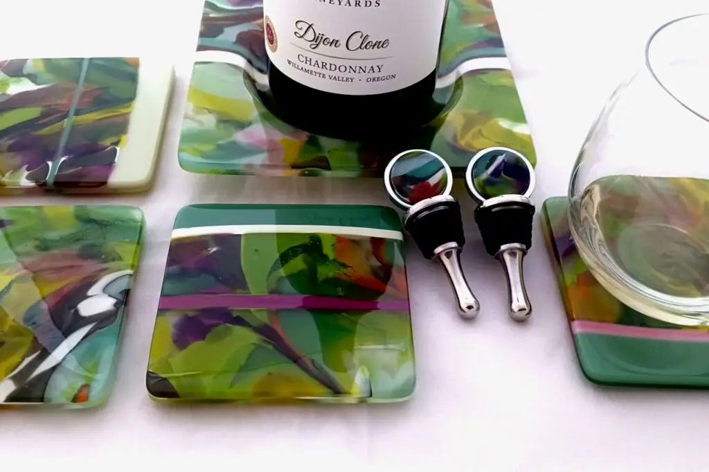 Vendanges fused glass wine serving set fused glass décor portfolios