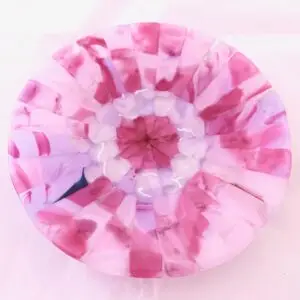 fused glass plate Cotton Candy Zinnia