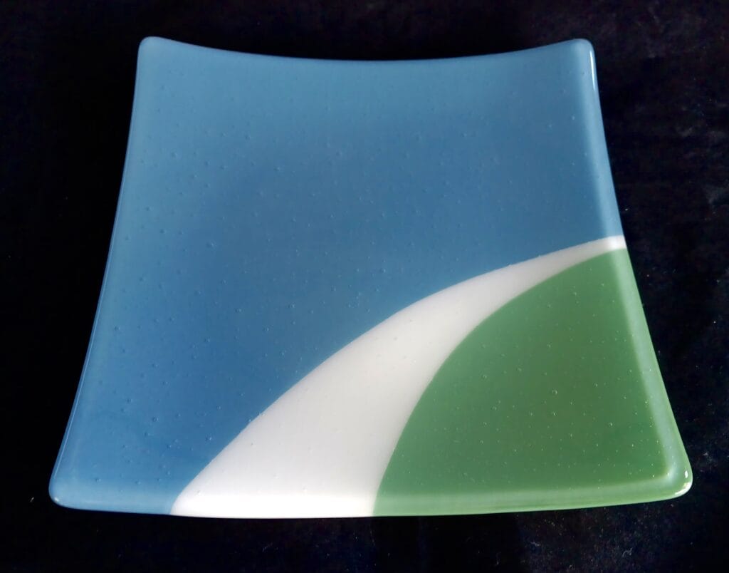 Blue Beyond fused glass plate fused glass décor