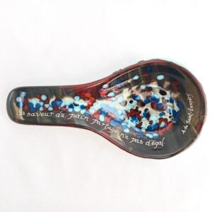 Fused Glass Spoon Rest Chocolate Verdigris