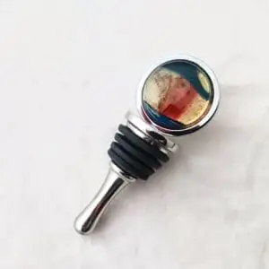 Fused Glass Bottle Stopper Gold Steel