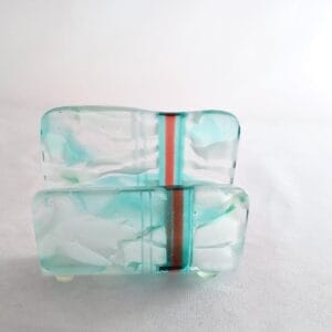 Fused Glass Business Card Holder New Day - front