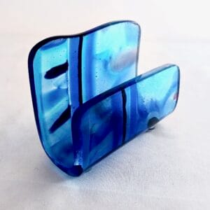 Fused Glass Business Card Holder Smooth Sailing - angle