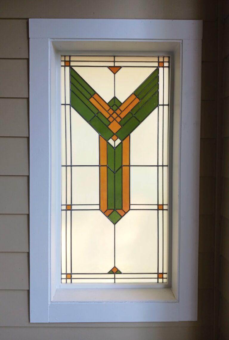 The Source stained glass entryway window interior