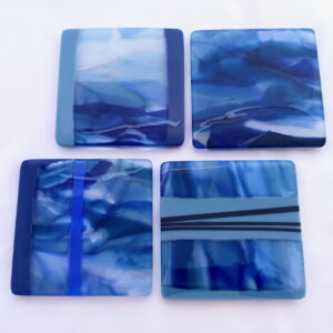 Fused Glass Coasters Coastal Adjustment - set of 4