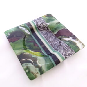 Fused Glass Wine bottle Coaster Forest Stream