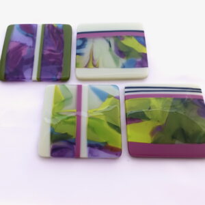 Fused Glass Coasters Market Basket - set of 4