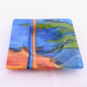 Fused Glass Wine Bottle Coaster Moroccan Flute - face