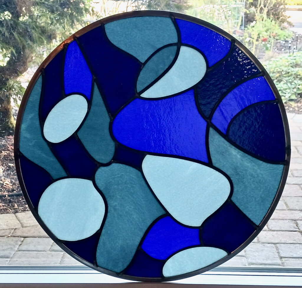 The Watershed Collection: Winter-freeze stained glass pump house window