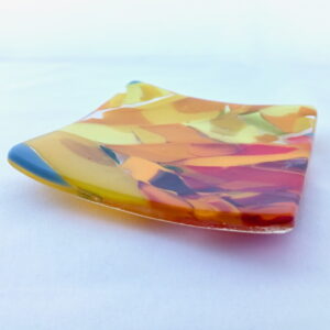 Fused Glass Desk Dish Fanfare - side view