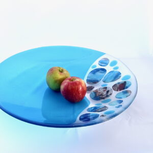 Fused Glass Platter Sea Stones (18" diameter) - with apples