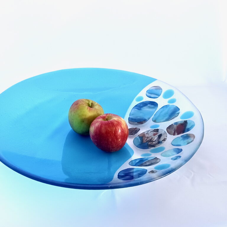 Fused Glass Platter Sea Stones (18" diameter) - with apples