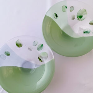 Fused Glass Bowls Jade Stones (set of 2)