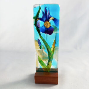 Fused Glass Sculpturette Midnight Iris
