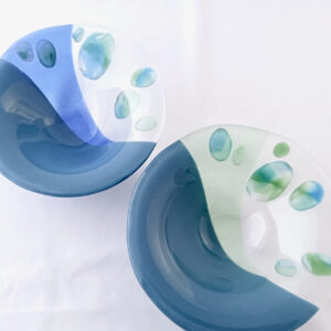 Fused Glass Bowls Moon Stones (set of 2)