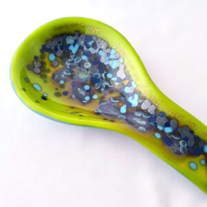 Fused Glass Spoon Rest Moonstone Lime