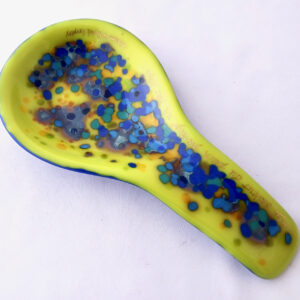 Fused Glass Spoon Rest Persian Lemon
