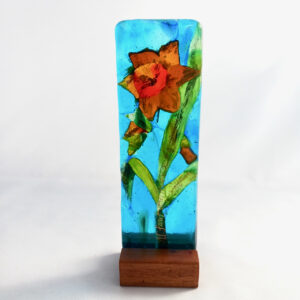 Fused Glass Sculpturette Russet Daffodil