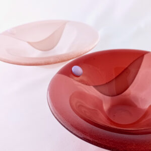 Fused Glass Bowls Sunrise, Sunset (set of 2) - side view