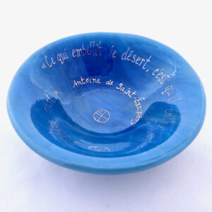 Fused Glass Blessing Bowl Soft Sky - angle view