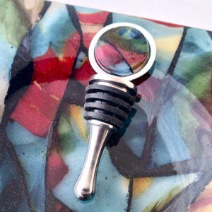 Fused Glass Bottle Stopper Painted Hills - inside coaster