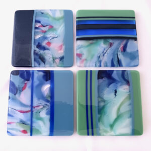 Fused Glass Coasters Water Garden