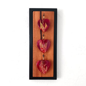 Fused Glass Wall Art Three Hearts