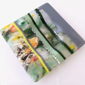 Fused Glass Wine Bottle Coaster Early Bloom