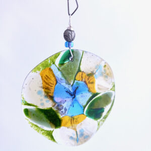 Fused Glass Bagatelle Dutch Iris - hanging