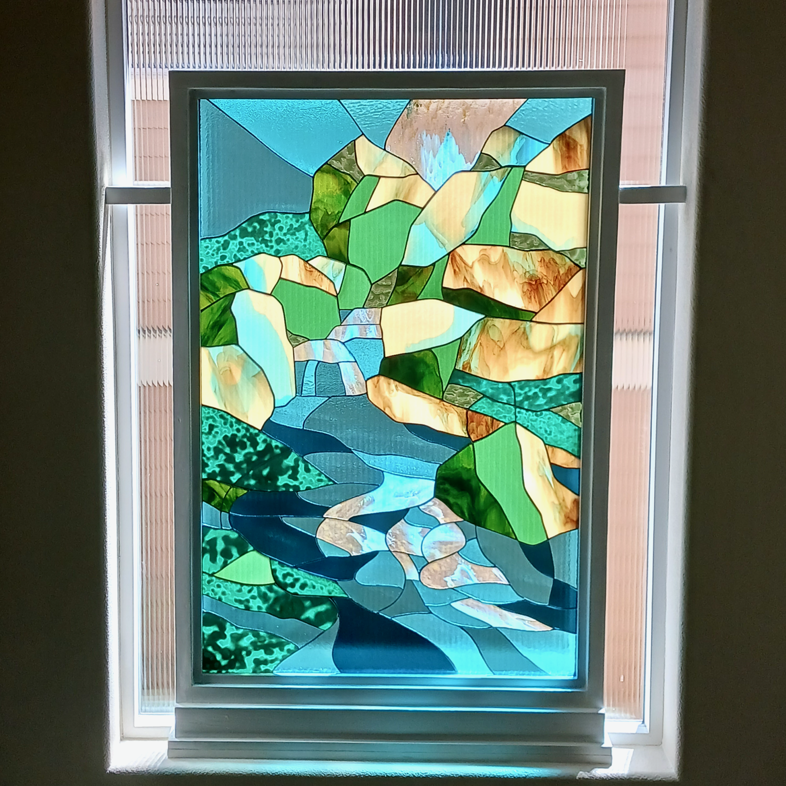 Slow Exhale - stained glass privacy window